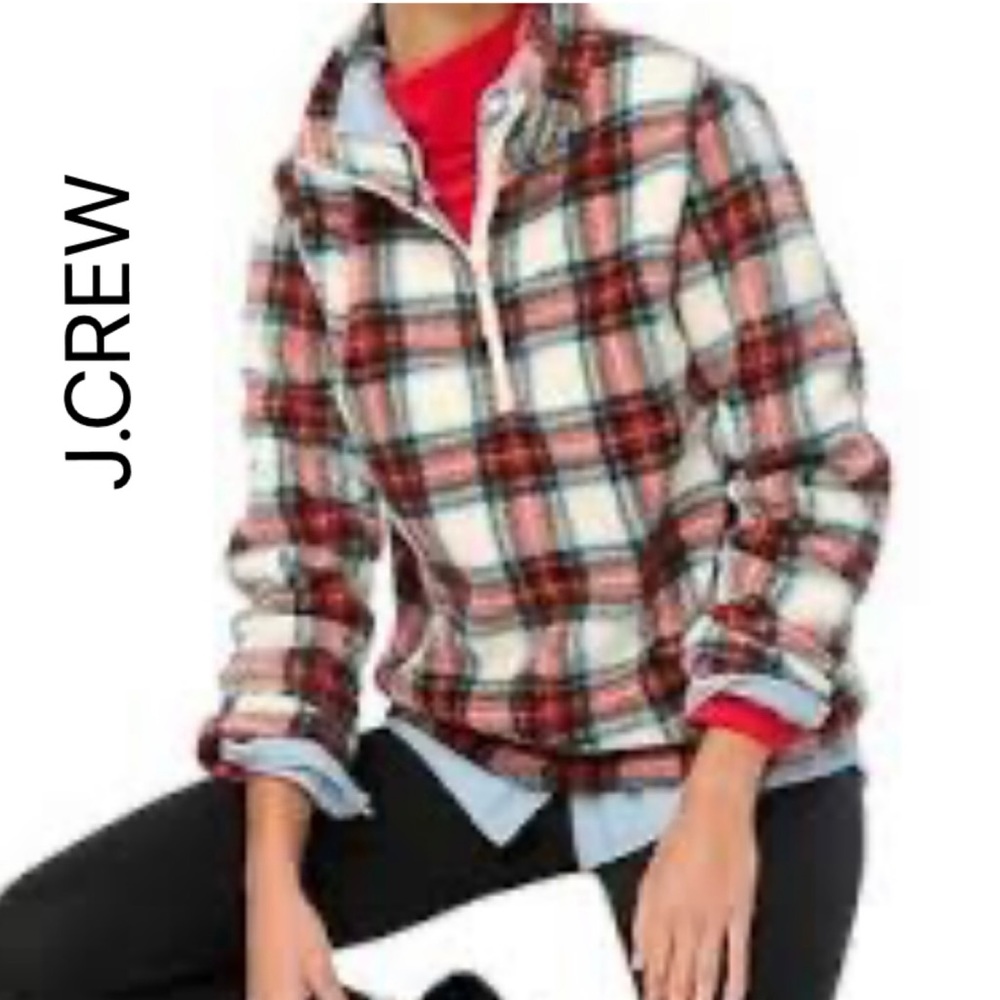 J. Crew Plaid Pullover in Red and White